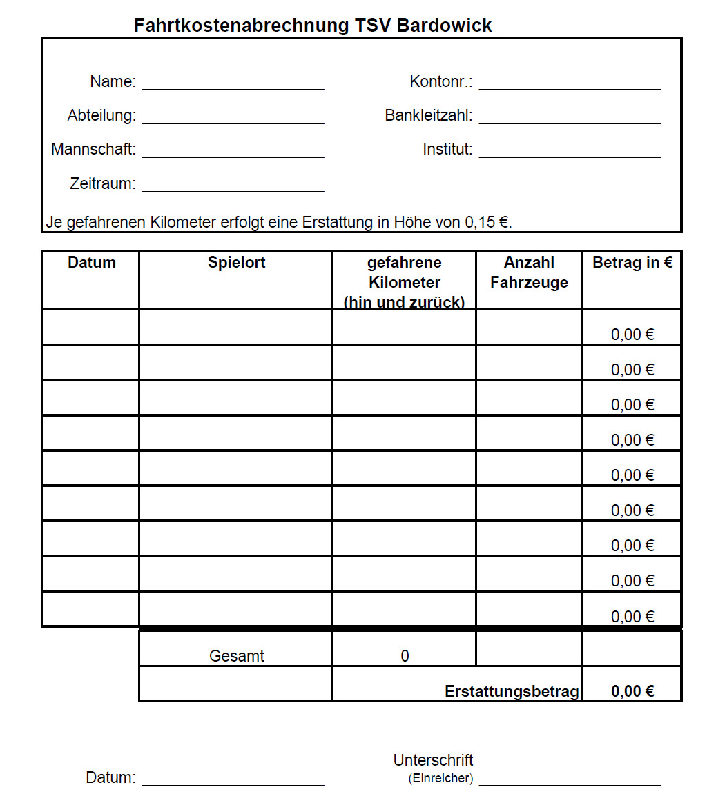Fahrtkostenabrechnung