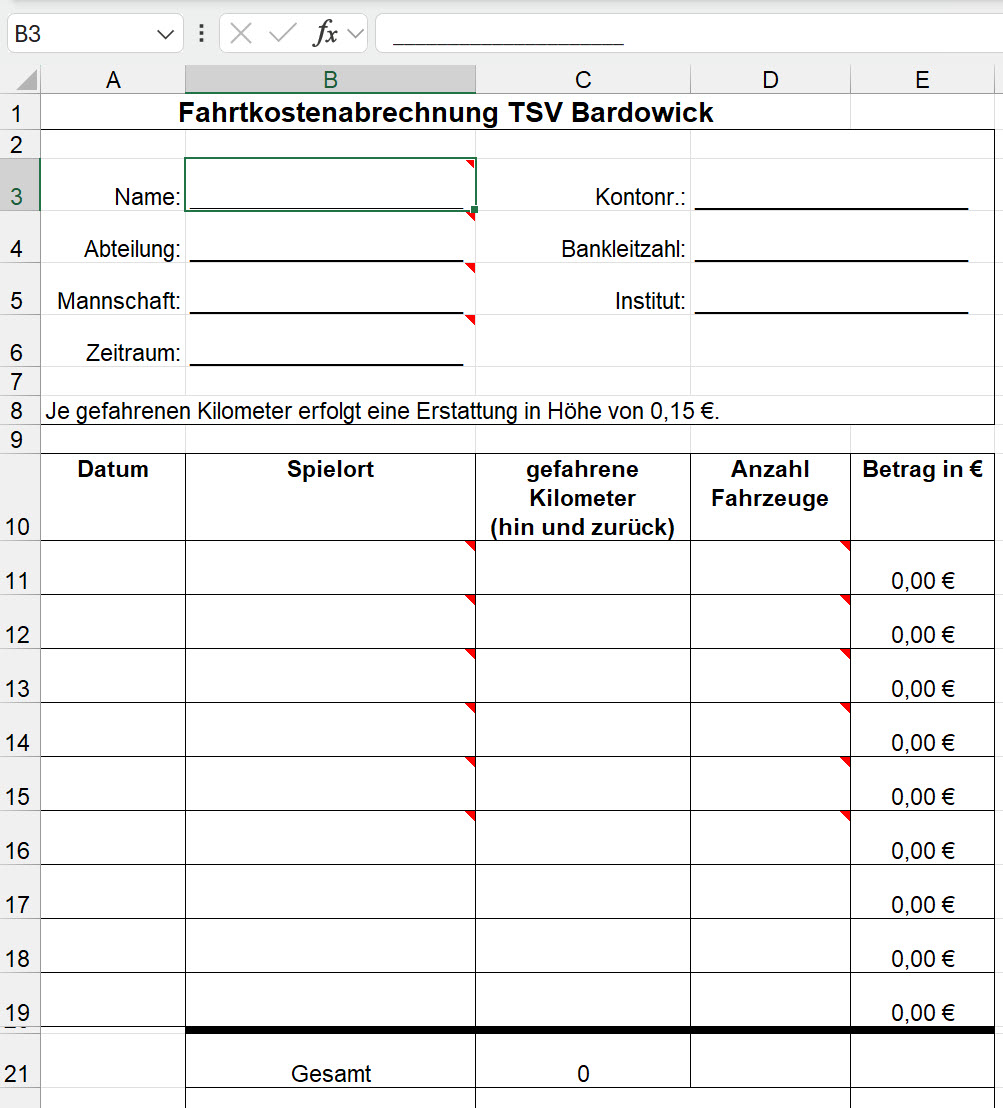 Fahrtkostenabrechnung
