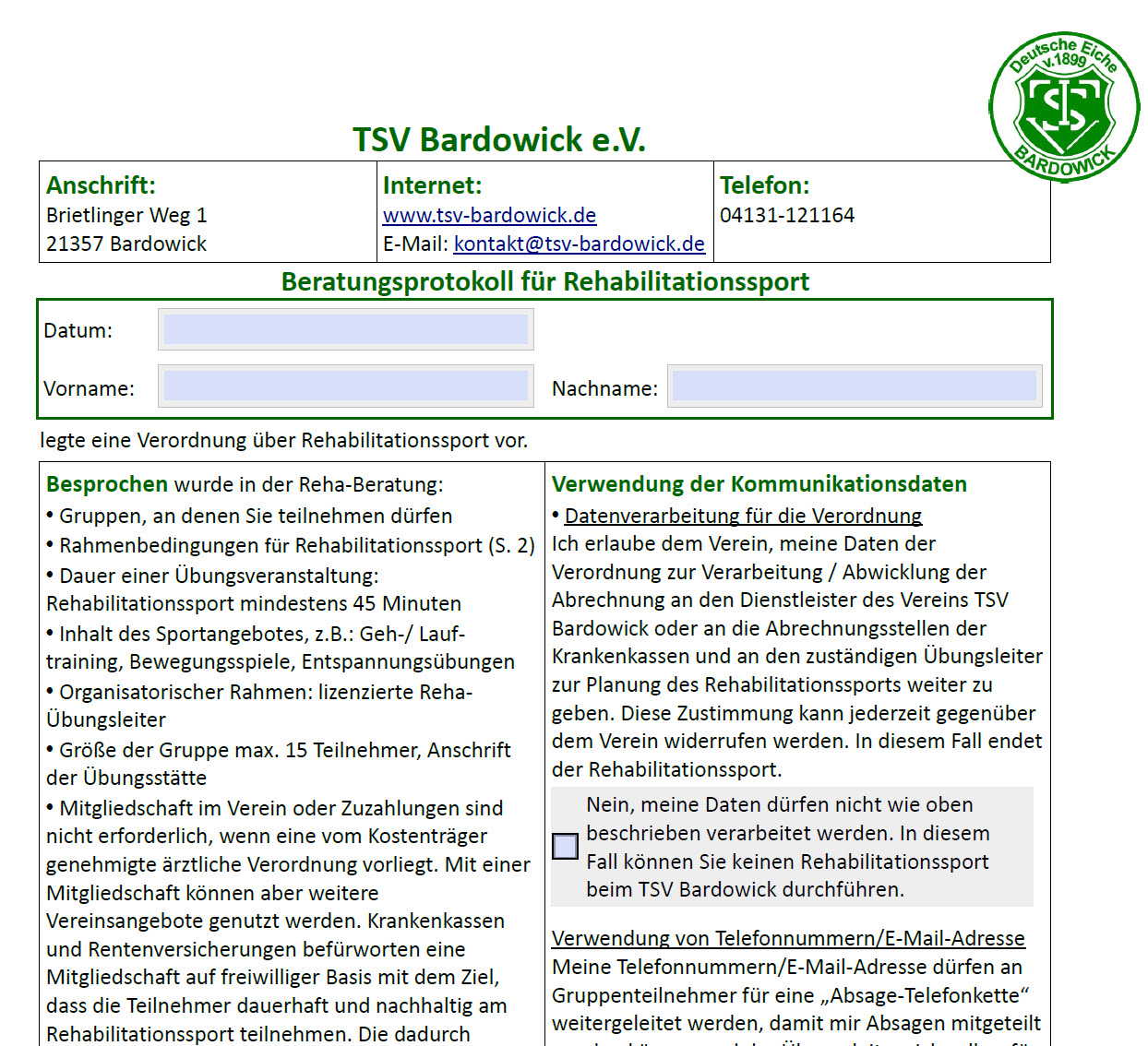 Reha-Beratungsprotokoll